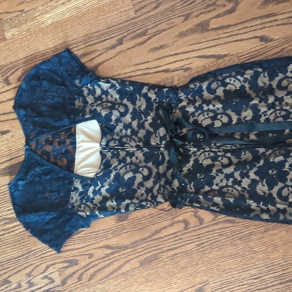 Y2K Windsor black Dress stretch lace Whimsigoth Fairy Grunge maxi Sz XS - Picture 6 of 12